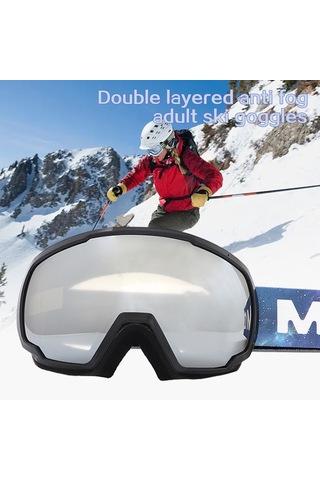 Snowmobile Binicilik Ve Açık Hava Maceraları İçin Ayarlanabilir Kayışa Sahip Uv Koruma Karşıbilim Anti-fog Ski Gözlükleri Yh709 Bright Black Gray Sheet Full White Mercury
