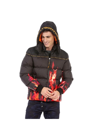 Cipo & Baxx Cm181 Alev Desenli Kışlık Erkek Mont Siyah