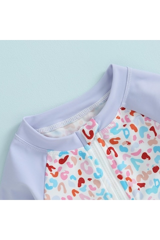 Mor Yürümeye Başlayan Kızlar Döküntü Koruyucu Mayo Tulum 6 9 12 18 24 Ay 3 Yıl Uzun Kollu Patchwork Çiçek Baskı Takım Elbise Mayo