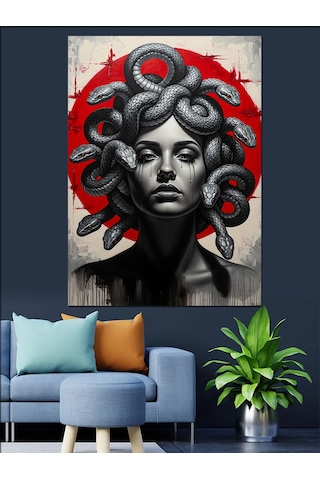 Ahşap Tablo Medusa Modern Sanat Portresi