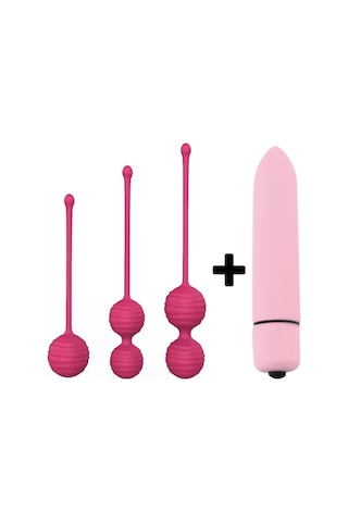 Carmine Mini Vibratör Ve 3 Farklı Ağırlıkta Vajinal Anal Kegel Toplar