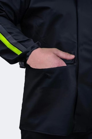 Unisex Tam Kalıp Motorcu Cepli Kurye Su Gecirmez Yağmurluk Takım Siyah