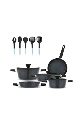 Karaca Biodiamond Regnum İndüksiyon Tabanlı 13 Parça Tencere Seti Siyah