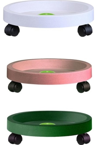 Evrensel Yuvarlak Tekerlekler Pot Tepsi Kolay Hareketli Bitki Pot Tepsi Bahçe Plakası Plastik Stand Beyaz