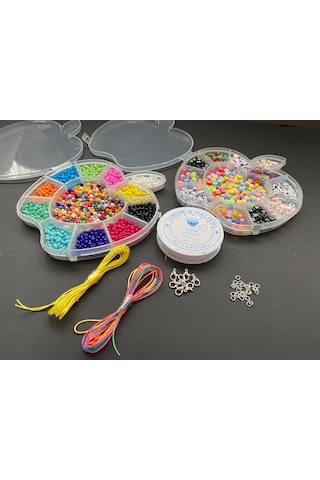 Kum Boncuk Harf Boncuk Elma Desenli Kutuda Takı Yapım Malzemleri