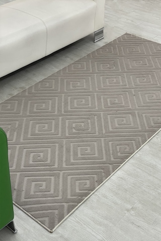 Lüle Halı Delüx Kabartmalı Düz Renk Üstün Kalite De Kaymaz Tabanlı Yolluk Halı Vizon