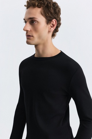 Antioch Pamuklu Uzun Kollu T-shirt Siyah