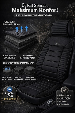 Ford Fiesta 2008 Ve Sonrası Uyumlu Vento Serisi Siyah 2'li Minder Seti