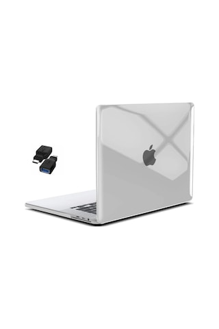 Macbook Air 13" A1932 A2179 Uyumlu Kristal Şeffaf Koruma Kılıfı Kapak + Usb Çevirici Çok Renkli