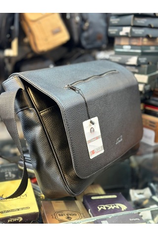 Trg Polo Siyahsunni Deri Omuz Çantası Siyah