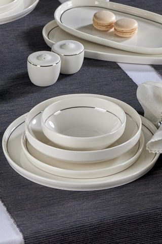 Neva N3456 Velvet Platin 28 Parça Yaldızlı Porselen Yemek Takımı