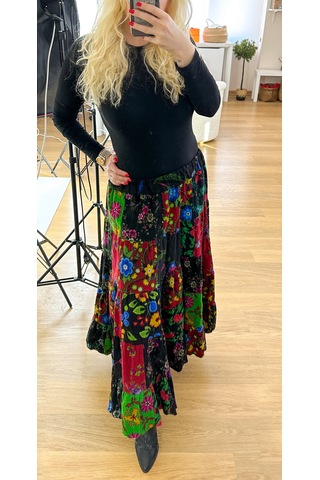 Modaonna Özel Tasarım Patchwork Maxi Etek Çok Renkli