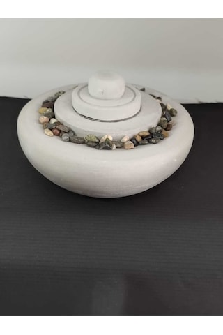 Dekoratif Masa Üstü Yuvarlak Ateş Çukuru Taş Şömine-500 Ml Yakıt Hediyeli - Beton