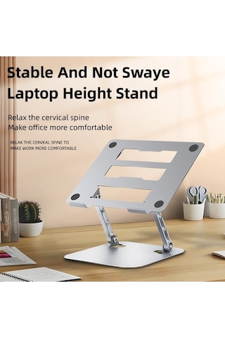 Ebitda Metal Katlanabilir Tablet Dizüstü Braketi, Ayarlanabilir İsı Dağılımı Standı, Gri