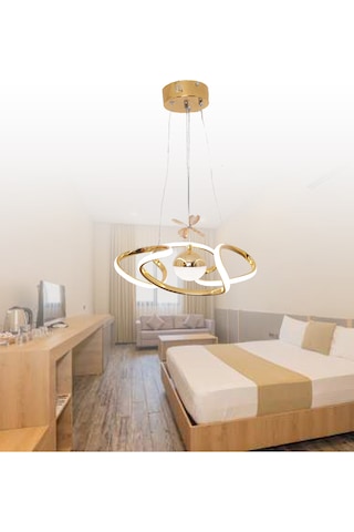 Papatya Ledli 1 Toplu 3 Renk Salon Oturma Yatak Mutfak Odası Avizesi Altın - Gold