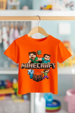 Book Orbook Mine Fire Craft %100 Pamuk Premium Kalite Çocuk Tişörtü 3-12 Yaş Turuncu