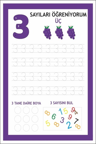 Sayıları Öğreniyorum Eğitici Matematik Etiketleri 1-10' Kadar 10x15 Cm
