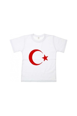 Mevlana Unisex Beyaz Türkiye Ayyıldız Baskılı Tişört L Beden Beyaz