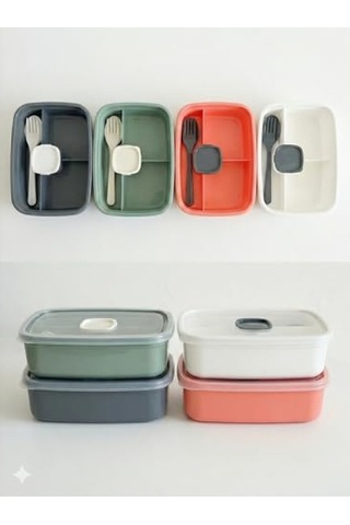 3 Bölmeli Sızdırmaz Lunch Box - Beyaz