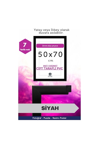 Siyah-21mm-50x70 Cm Mat Pvc Li Camsız Fotoğraf Puzzle Belge Çerçeve Yatay Dikey Asılabilme. 58336256