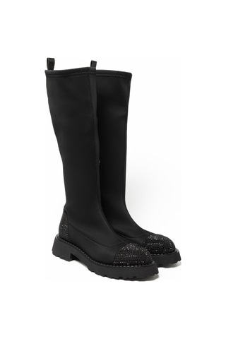 Çizme Kadın Gtn-24573 John May Siyah Strec-siyah Taş Siyah