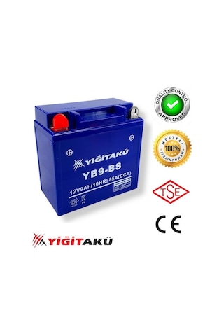 Yiğit YB9-BS 12V 9AH Dik Motosiklet Aküsü Ağustos 2023 Üretim