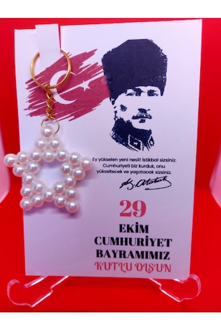 Sevimli Tasarımlar Yıldız Anahtarlık-29 Ekim Temalı