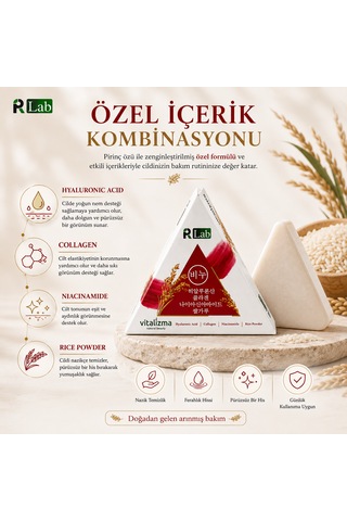 Pirinç Sabunu - Cilt Beyazlatıcı, Leke Karşıtı & Aydınlatıcı - Hyaluronik Asit & Kolajen