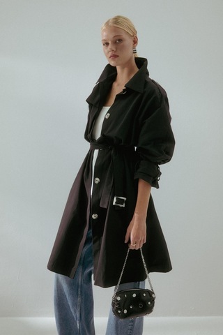 Kemerli Cepli Trenç Siyah Siyah