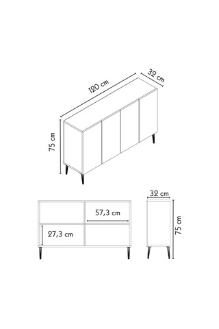 Serel 120 Cm Konsol, Tv Ünitesi, Çok Amaçlı Dolap - Beyaz-altın Beyaz-altın