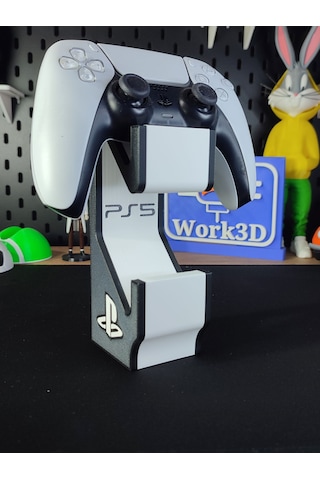 Ps5 Dualsense Çift Oyun Kolu Standı 3d Baskı Masaüstü Tutucu Siyah - Beyaz