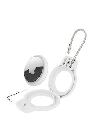Buff Tagsafe Rope Steel Taşınabilir Anahtarlık Apple Uyumlu AirTag Kılıf White