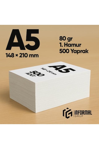İnformal Fotokopi Kağıdı Premium Kalite A5 80 Gr 500 Yaprak