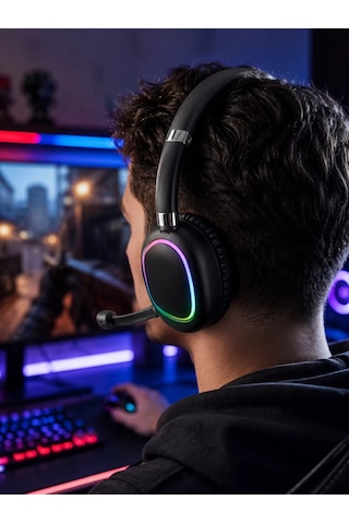 Northcity Bluetooth 5.0 Rgb Işıklı Kablosuz Mikrofonlu Kulak Üstü Kulaklık