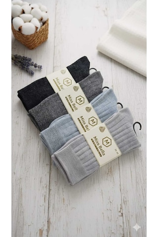 Lambswool - Penye Karışım Kadın Çorabı 36-40 Numara Asorti 4'lü Set Set 2