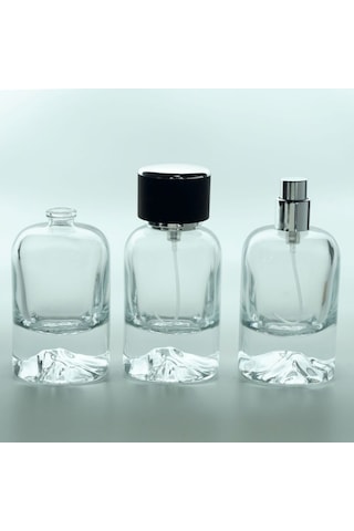20 Adet Boş Cam Parfüm Şişe, 50 Ml, Kare Mount Dağ Model, Şeffaf, Geçmeli, Bk