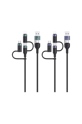 Flybuy Usams Us-sj547 U62 Usb-c + Type-c / Usb + 8 Pin + Mikro Alüminyum Alaşımlı Pd Hızlı Şarj Kablosu, 1,2 M Uzunluk