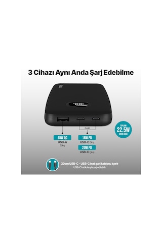 Chargeup Pro Lcd 10.000mah Pd 20w Taşınabilir Hızlı Şarj Aleti / Powerbank