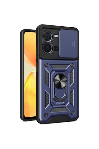 Nihcase Vivo Y22s Kılıf Magnetik Standlı Kamera Korumalı Slide Sürgülü Cover Kapak