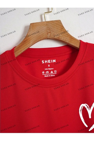 Flood Of Style Crop Ckod-232913 Kalp Desenli Kısa Kırmızı