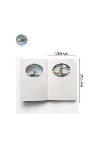 Hediyelik Lüks Oval Desen Kesimli Çizgisiz Not Hatıra Defteri 60 Yaprak 13,5x20,5 Cm Kız Kulesi Kesim
