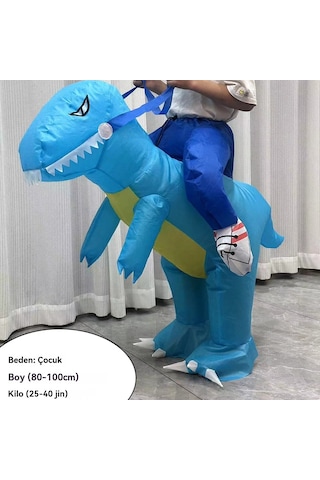 Unicomlifeerp Dinoşarj Kıyafetleri Çocuk Ve Yetişkin Aile Spor Etkinliği Kukla Yürüyüş Kostümleri Cadılar Bayramı Çocuk Gösteri Kostümleri Mavi 4-6
