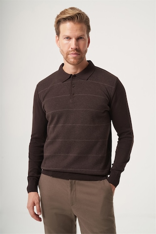 İmza Kahverengi Polo Yaka Uzun Kol Örme Comfort Fit Pamuklu Triko Kazak 1012265156 K.kahve-s.kahve
