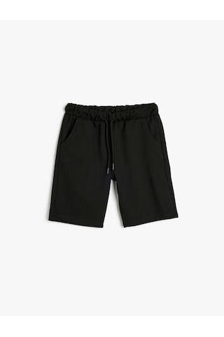 Koton Basic Beli Bağcıklı Cepli Şort Siyah 5skb40015tk Siyah