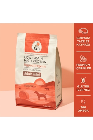 Kito Doğal Besi Kuzu Etli Yetişkin Mini Irk Köpek Maması 2.5 KG