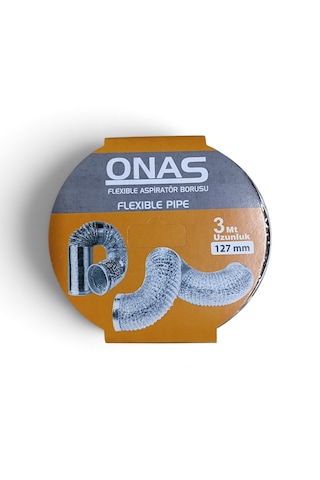 Onas Flexible Alüminyum Aspiratör Davlumbaz Baca Gider Borusu 127 Mm 3 Metre