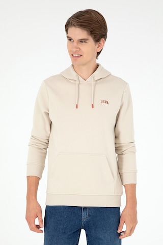 U.S. Polo Assn. Erkek Kapüşonlu Taş Basic Şardonlu Sweatshirt 50295176-VR049