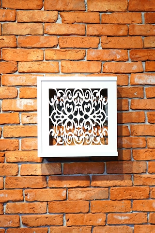 Modem Saklama Kutusu Sürgülü Yana Açılır 35 X 35 Motifli Beyaz