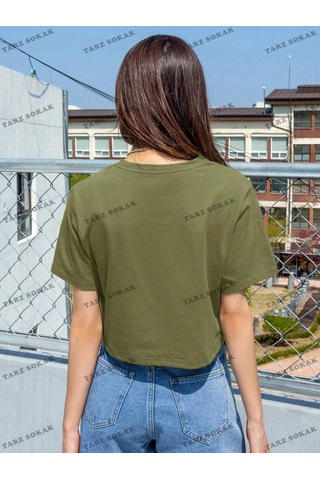 Noıssey Do What Baskılı Crop Oversize Kalıp Unisex T-shirt Yeşil