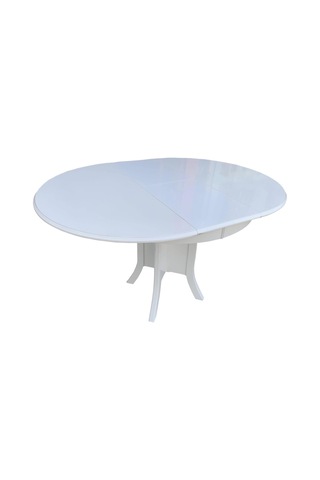 Evimeaksesuar 93Cm Yuvarlak Ortadan Ayaklı Açılır Masa Ahşap Lake Beyaz